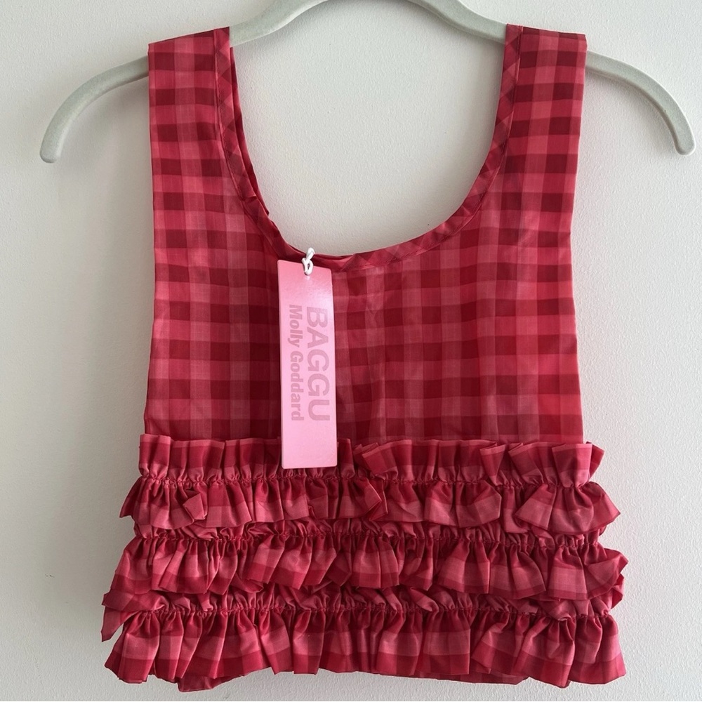 BAGGU—Molly Goddard Collection, Ruffle Baby Baggu (Ruby Gingham) NWT